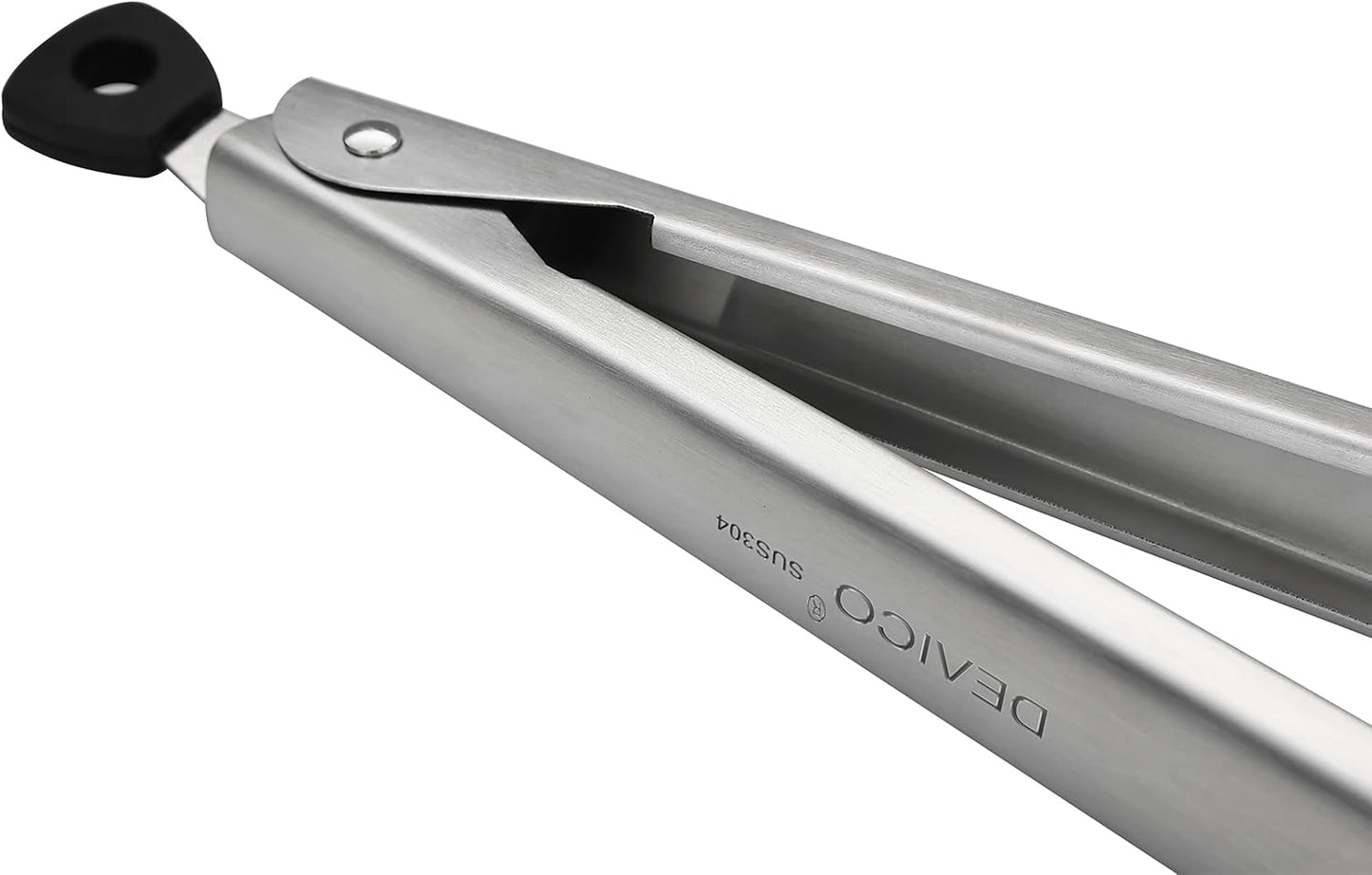 DEVICO Kitchen Tongs for Cooking, 18/8 Stainless Steel Salad Serving Tongs, 2Pcs 12-inch Locking Metal Tongs Set for BBQ/Grilling/Buffet, Heat Resistant and Dishwasher Safe