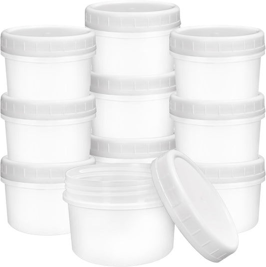 10 Pack 4oz Reusable Small Plastic Containers with Screw Lids, Small Food Storage Freezer Containers, Stackable Food Storage Jars, Sauce Condiment Jars Lunch Box Accessories