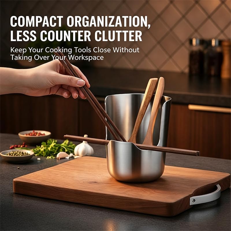 Spoon Rest with Pot Lid Holder, Stainless Steel Vertical Rack