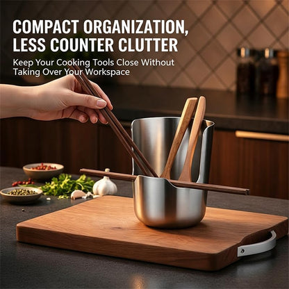Spoon Rest with Pot Lid Holder, Stainless Steel Vertical Rack