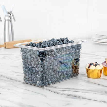 Restaurantware-2.5 Inch Deep Food Pans, 1 1/6 Size Commercial Food Storage Container - Freezable, Break-Resistant, Clear Plastic Cold Pans, Dishwashable, For Kitchens, Restaurants, Or Cafeterias