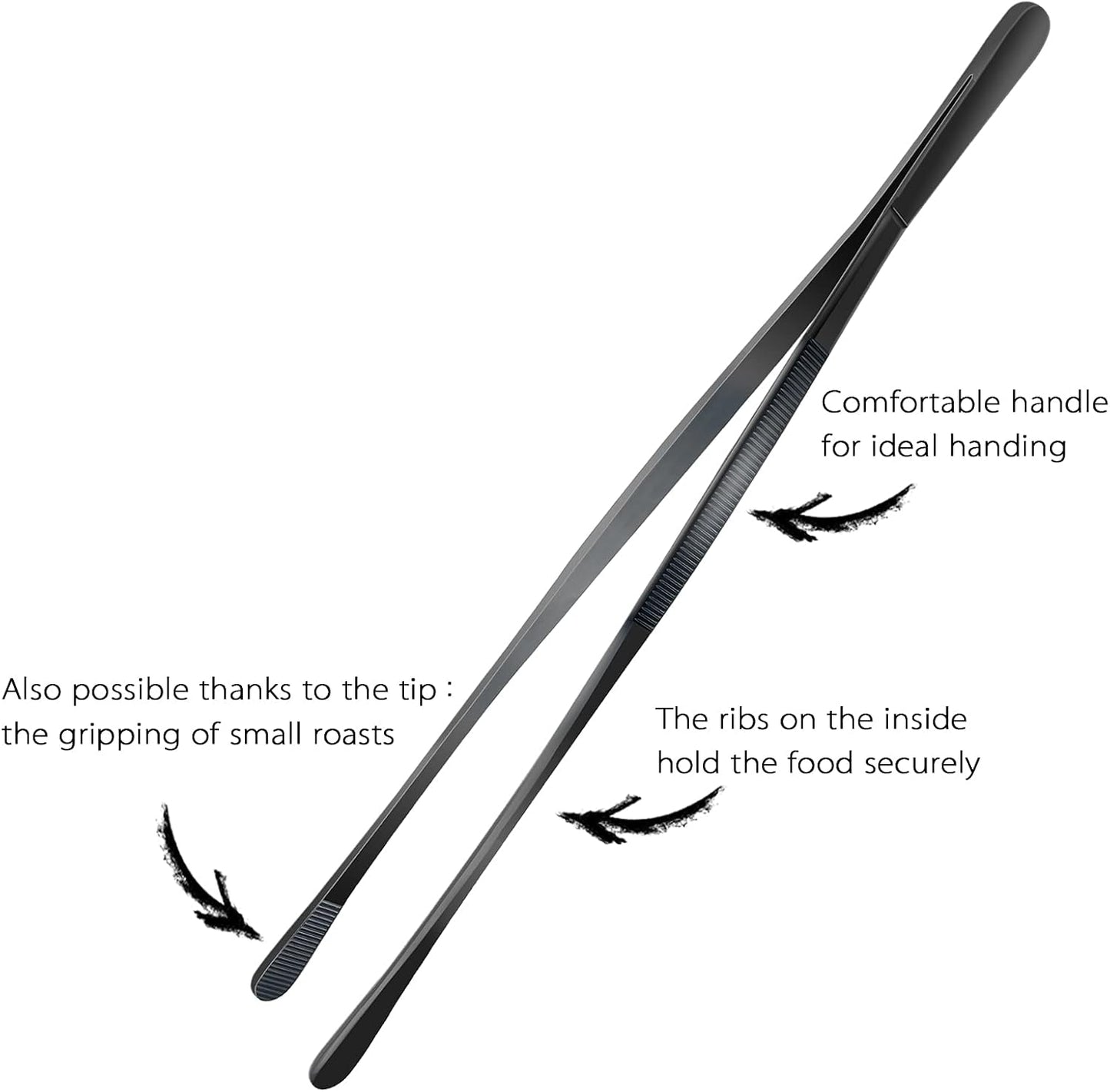 12-Inch Professional Kitchen & Cooking Tweezers Tongs - Stainless Steel Long Tweezer Tongs - BBQ,Plating,Multi-use