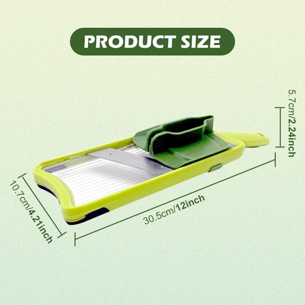 Multi Handheld Mandoline Slicer, Stainless Steel Professional Vegetable Slicer with Comfortable Grip, Vegetable Grater for Potatoes, Onions, Cucumbers, Cheese, Easy to Clean(Green)
