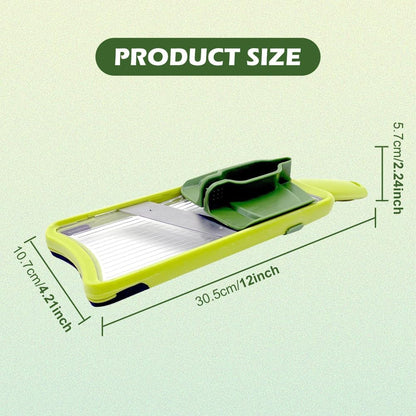 Multi Handheld Mandoline Slicer, Stainless Steel Professional Vegetable Slicer with Comfortable Grip, Vegetable Grater for Potatoes, Onions, Cucumbers, Cheese, Easy to Clean(Green)