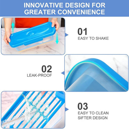 Batter Bowl with Lid, 2-Pack Fish Batter Shaker, Better Breader Shaker Bowl with Breading Shaker Tray, Batter Bowl with Lids Shaker for Frying Chicken Wings Fish Onion Rings Veggies (Blue)