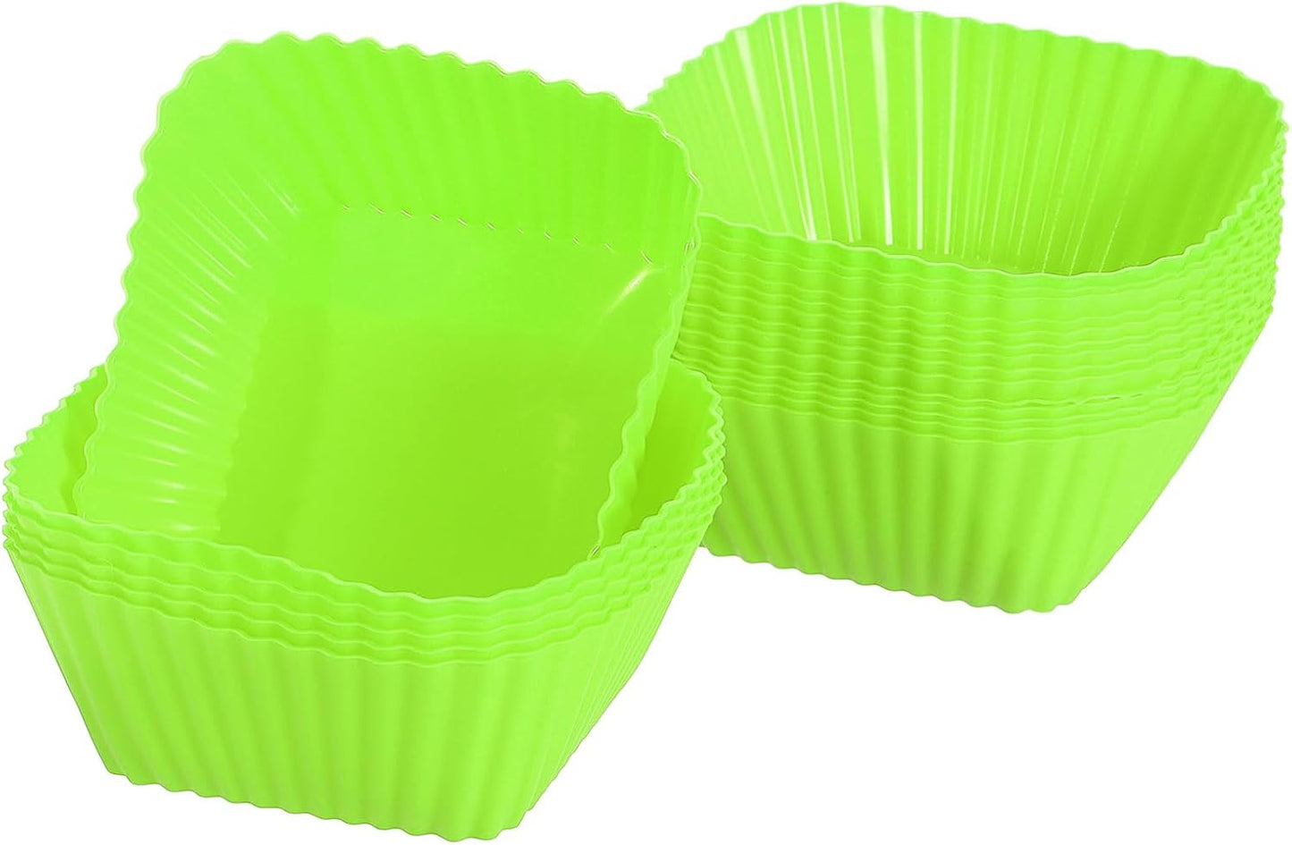 uxcell 18Pcs Silicone Cupcake Baking Cups, Silicone Muffins Liners Non-Stick Square Baking Cups, for Cooking Eggs Baking Muffins and Make a Cake(Pink)