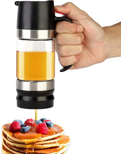 Glass Honey Dispenser No Drip, Maple Syrup Dispenser, 9 OZ
