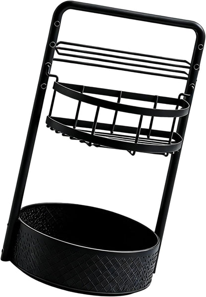 Rotating Condiment Rack with Detachable Holder Easy Assembly Seasoning Bottle Stand for Kitchen or Outdoor BBQ Use Easy Assembly Condiment with Nonslip Base Two Storage Layers for Cabinet or Outdoor