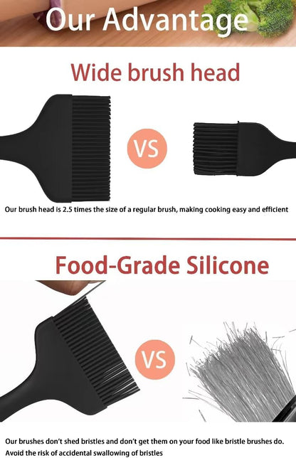 2 Pcs Of Large Silicone Basting Brushes One-Piece Design Pastry Brush Spread Oil Butter Sauce Marinade For Grill BBQ Baking Heat Resistant Kitchen Cooking Dishwasher Safe (Red And Gray)