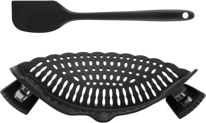 Clip on Silicone Strainer with Scraper, Adjustable Pasta Colander