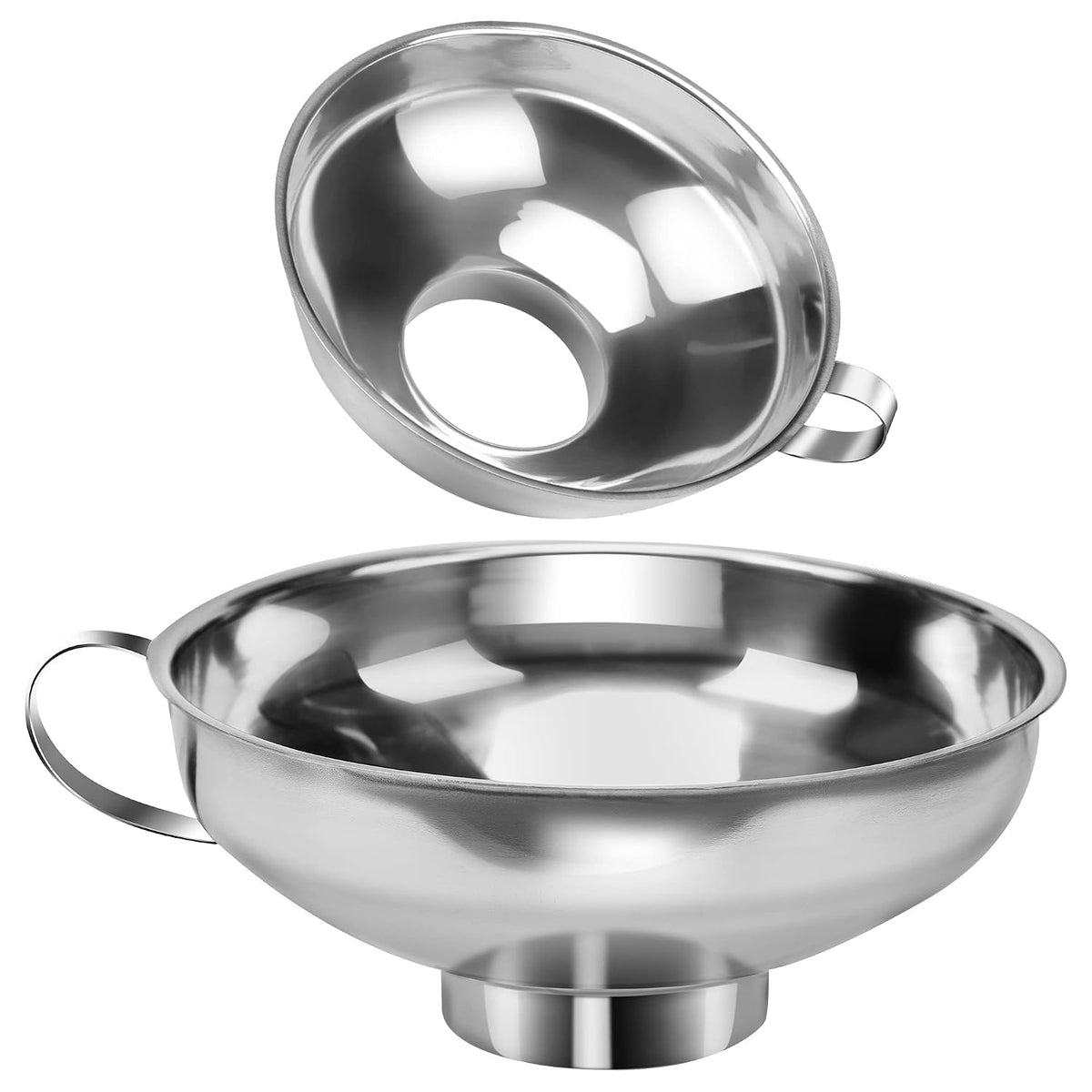 Canning Funnel for Wide and Regular Jars, Wide Mouth Funnel Stainless Steel Funnels for Kitchen Use, Metal Funnels Set for Transferring Liquid Power Jam Grains Dry and Wet Ingredients