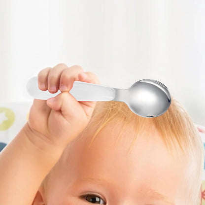 VANRA 2 Pieces Toddler Fork and Spoon Set with Travel Case 18/8 Stainless Steel Toddler Utensils Kids Silverware Children Flatware Child Cutlery Set for School Lunch Box (Blue)