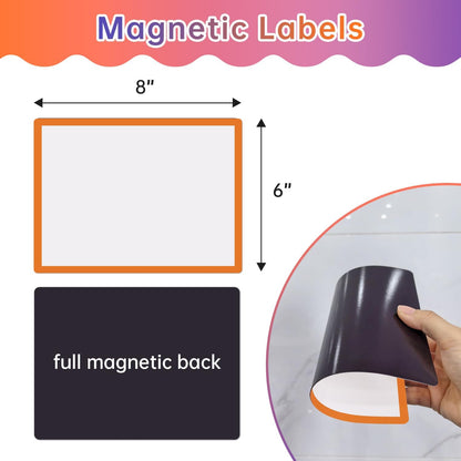 Write On Magnets Dry Erase for Fridge - 6 Pack - 8x6 in Whiteboard Magnetic Labels Writable Magnet Sheets Pads - White Board Magnet Strips for Home and Office