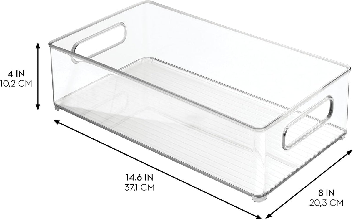 iDesign Stackable Fridge Bin, Clear, Set of 2 | Storage Bin for Freezer or Pantry, Made in USA