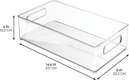 iDesign Stackable Fridge Bin, Clear, Set of 2 | Storage Bin for Freezer or Pantry, Made in USA