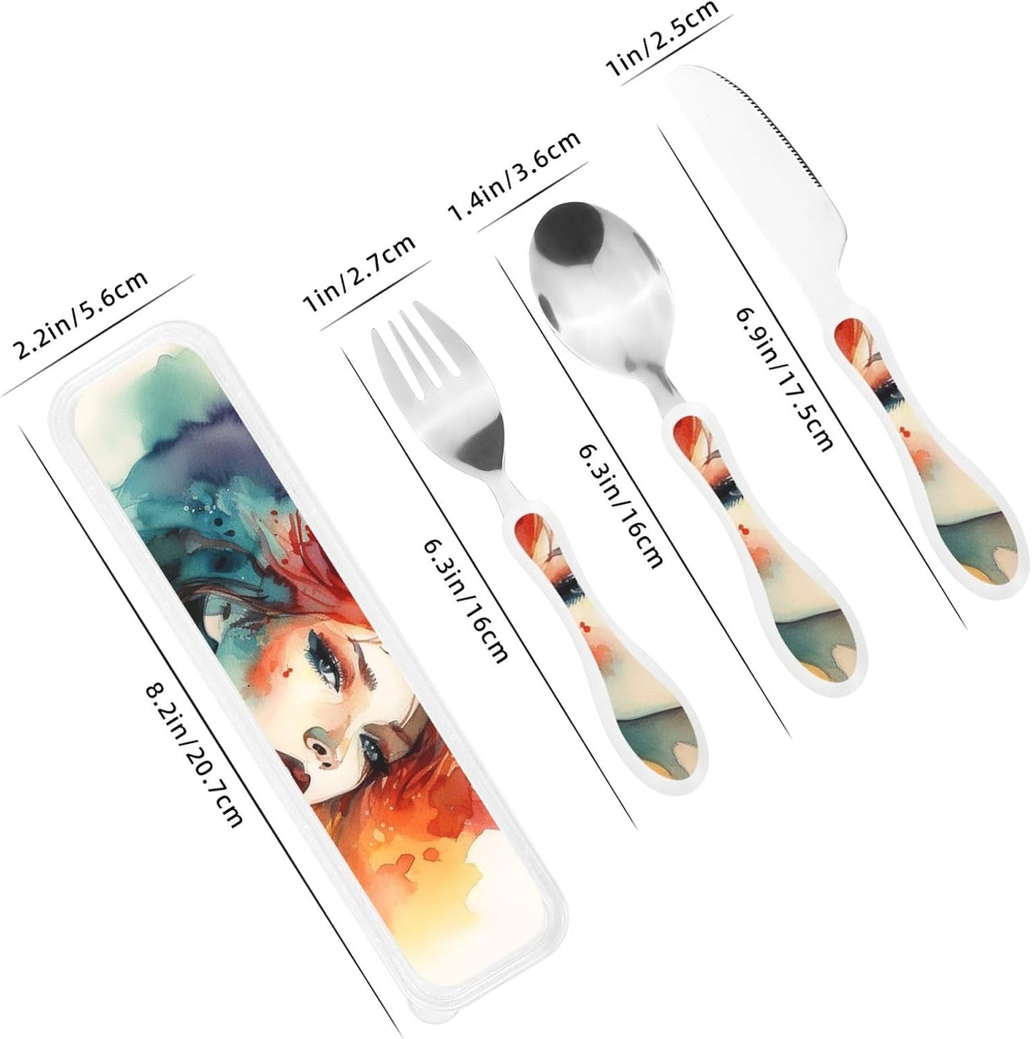 3-Piece Kids Silverware Set With Storage Case, Stainless Steel Reusable Children Safe Knife Spoon Fork Set Parrots On Branches Children Flatware Set For Kids Lunch Box
