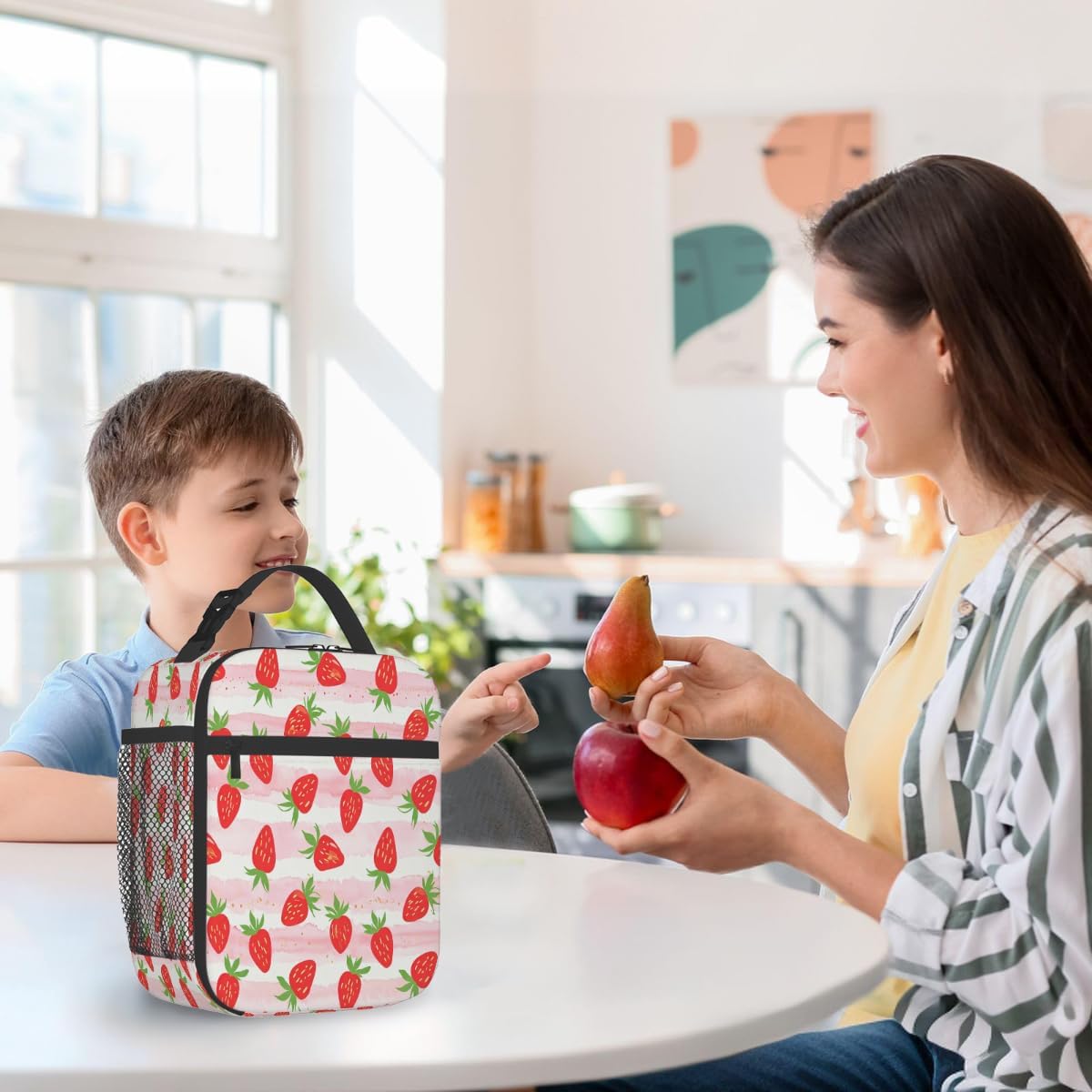 Rainbow Leopard Lunch Box Thermal Cooler Bento Tote Bags Portable Insulated Lunch Bag for Girls Teens, Kids Lunch Bags for School Beach Picnic Travel