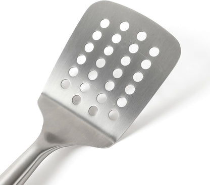 Calphalon Slotted Turner, Kitchen Flipping Spatula, Slotted Spatula, Stainless Steel Turner with Silicone Heat Resistance Handle, Nonstick-Safe Spatula for Draining and Flipping (Navy)