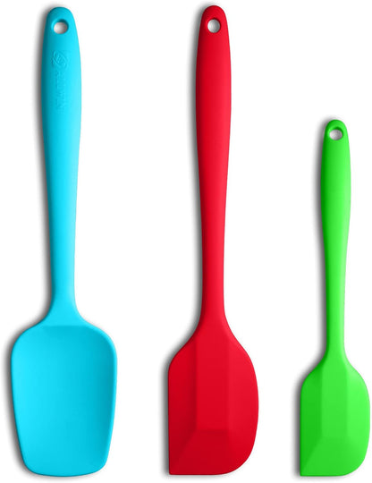 Silicone Spatula 3-piece Set, Ergonomic Handle High Heat-Resistant Spatulas, Non-stick Rubber Spatulas with Stainless Steel Core, Black