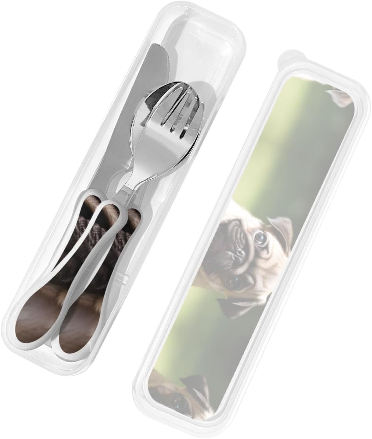 3-Piece Kids Silverware Set With Storage Case, Stainless Steel Reusable Children Safe Knife Spoon Fork Set Blue Active Girl Running Sunset Children Flatware Set For Kids Lunch Box - Colors A