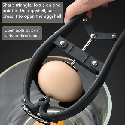 Egg Cracker,l Egg Opener, Automatic Egg Cracking Tool, Easy Eggshell CutterEggshell Cutter Egg Separator Creative Kitchen Tools (black)