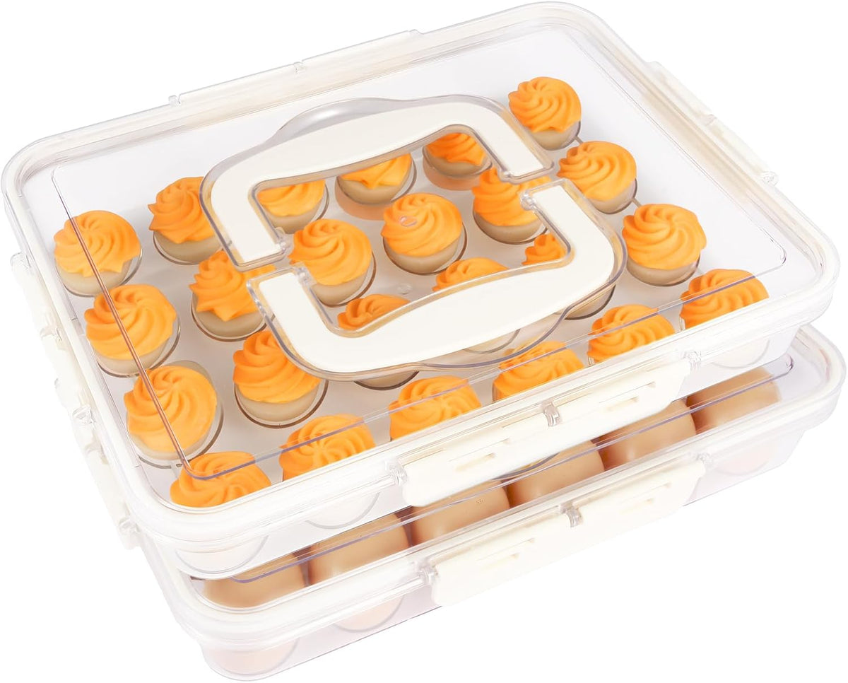 RoskDeewat 2 Pack Deviled Egg Containers with Lid and Thick Handle -White