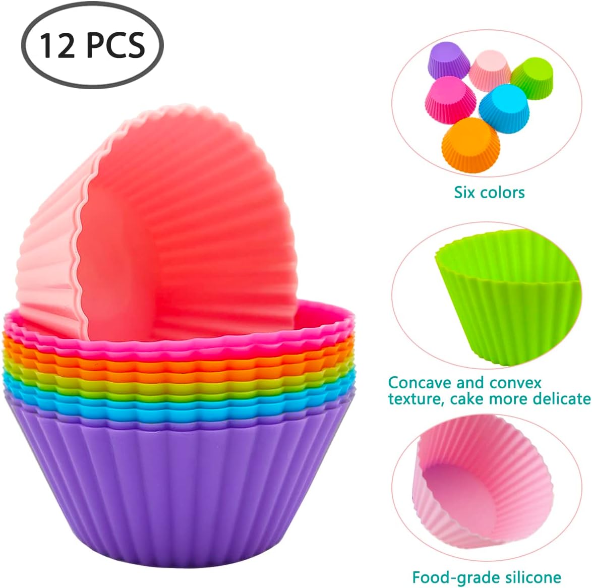 SourceTon 52-Piece Bento Box Fun Kit – 12 Reusable Silicone Baking Cups & 40 Cute Animal Picks for Lunch, Snack Sorting, Party Platters & Meal Prep