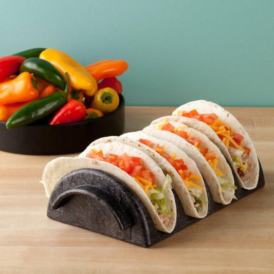 Soro Essentials- 4 Slots Taco Holder Black Plastic Set of 2 - Soft or Hard Taco Shell Holder Stands Taco Rack Street Taco Tray Plates Keeping Shells Upright for Party Taco Bar Accessories