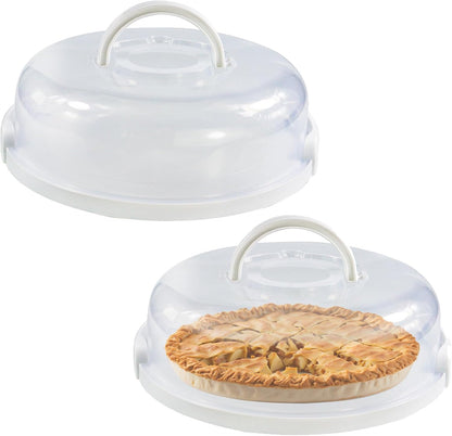 2Pcs Pie Carrier with Lid Portable Cheesecake Carrier 12 Inch Cupcake Cake for Thanksgiving Party Baby Shower Christmas (White)