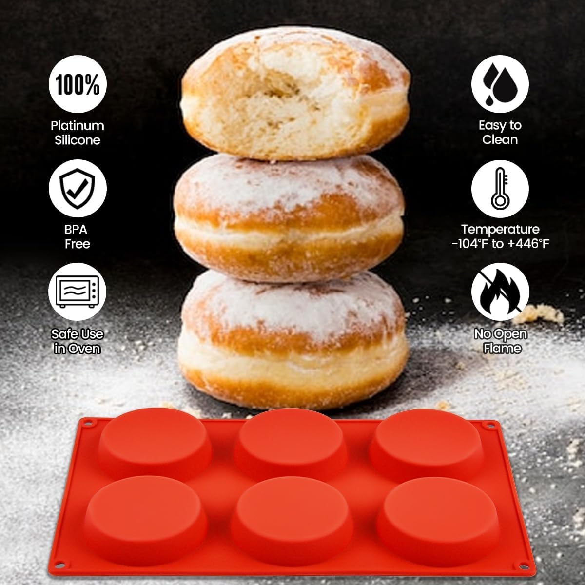 CAKETIME Muffin Top Pan, Silicone Egg Molds for Breakfast Sandwiches 3 Inch Round Baking Pan for Oven English Muffins, Whoopie Pies, Corn Bread, Egg bites, Tarts 3 Pack Confetti