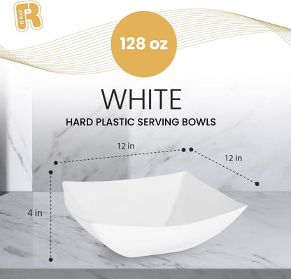 R-kay 6 Pack Square Plastic Serving Bowls - Clear Plastic bowls 16 Oz - Disposable Serving Bowls Heavy Duty For Weddings Catering And Birthday parties