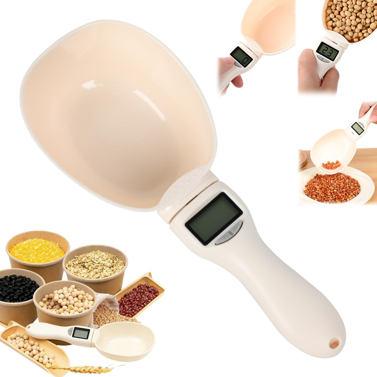 Digital Measuring Spoon Scale,Electronic Food Measuring Scale,Food Weight Scale Grams and Ounces,800g/0.1g High Precision Digital Kitchen Food Scale with LCD Screen,Household Weighing Scoop