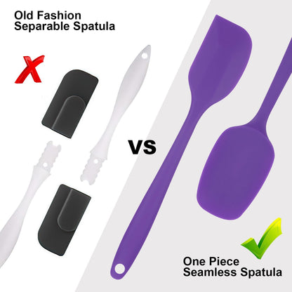 Silicone Spatulas Set, Rubber Spoon Spatula Heat Resistant Spoonula One Piece Design Seamless Spatula Non-Stick Scrapers Baking Mixing Tool (Dark Blue)