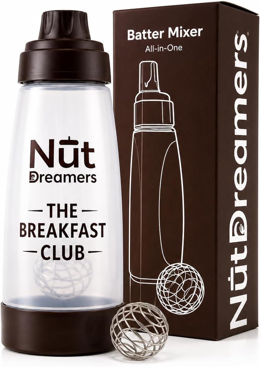 Nut Dreamers Pancake Batter Mixer & Dispenser with Whisk Ball