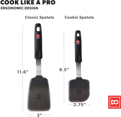 DI ORO Spatulas for Kitchen Use - Forever Warranty - 600°F Heat-Resistant Silicone - Turner Spatula Set for Cooking - BPA Free Wide Pancake Spatulas - Egg Flippers for Nonstick Cookware Safe (3pc)