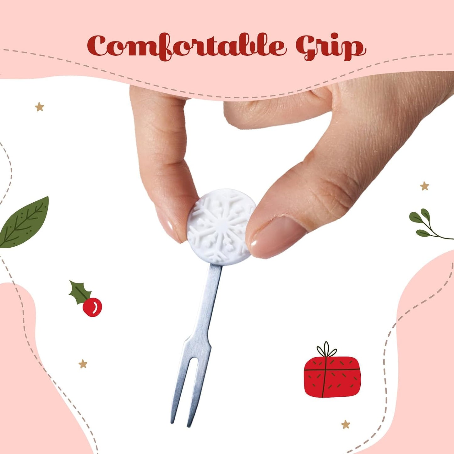 Cocktail Forks, 6-Piece Appetizer Forks, Cat Shapes, Stainless Steel and Silicone Small Forks for Fruits, Cheese, Appetizers