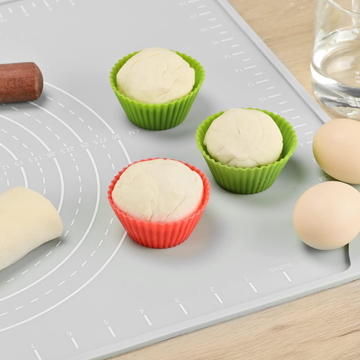 Silicone Pastry Mat 20"*16" Extra Thick Non Stick Baking Mat Food Grade Silicone Dough Rolling Bake Mat with Edge Heightening Blue
