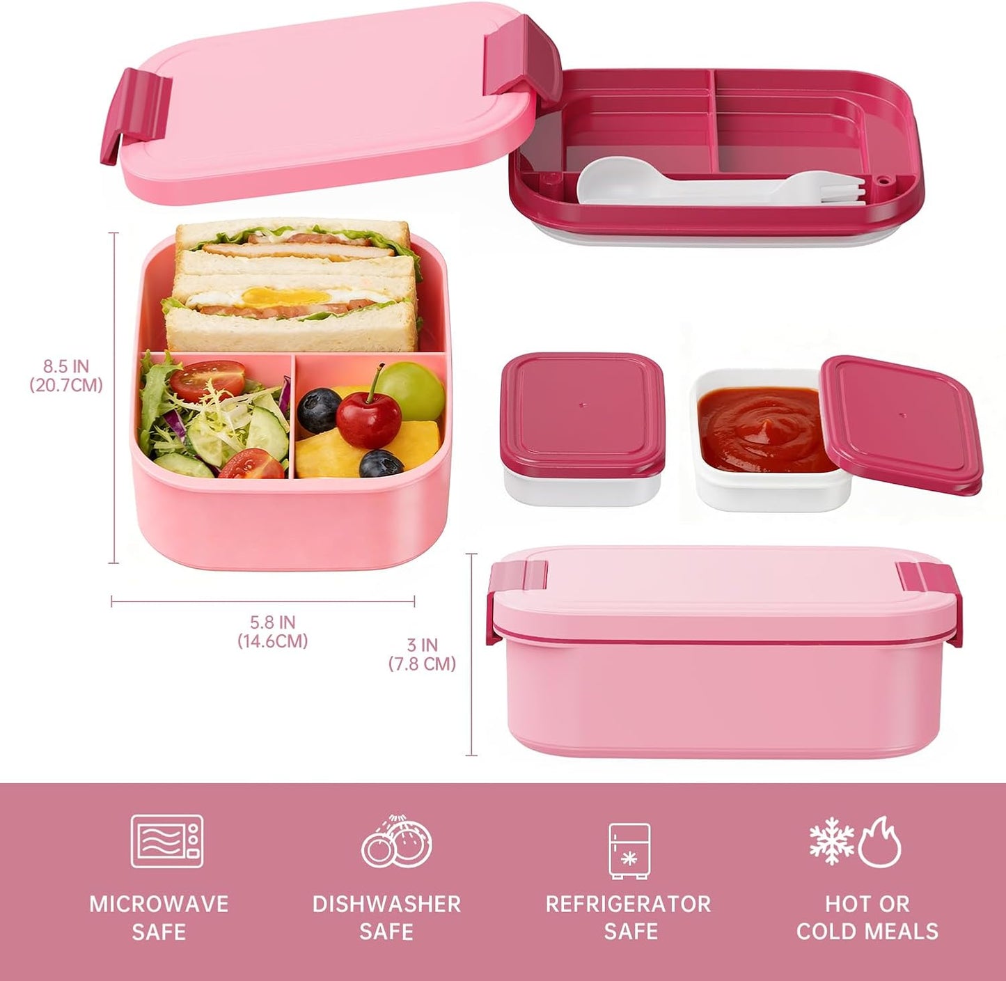 JBGOYON Bento Box and Lunch Bag Set, Leak-Proof Lunch Box for Adults and Kids with Built-in Utensils, Insulated for Work School Travel, Microwave & Dishwasher Safe, All-in-One (Purple)
