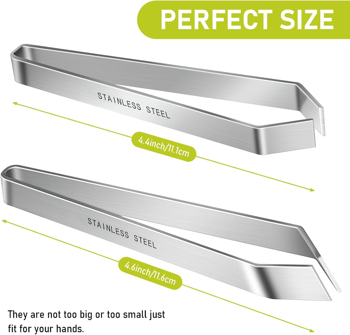 2 Pcs Stainless Steel Fish Bone Tweezers, Flat and Slant Tip Set