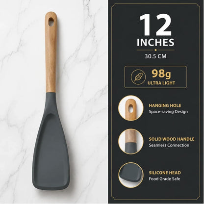 Silicone Cooking Spoon, Heat Resistant 600°F Spoonula for Nonstick Cookware