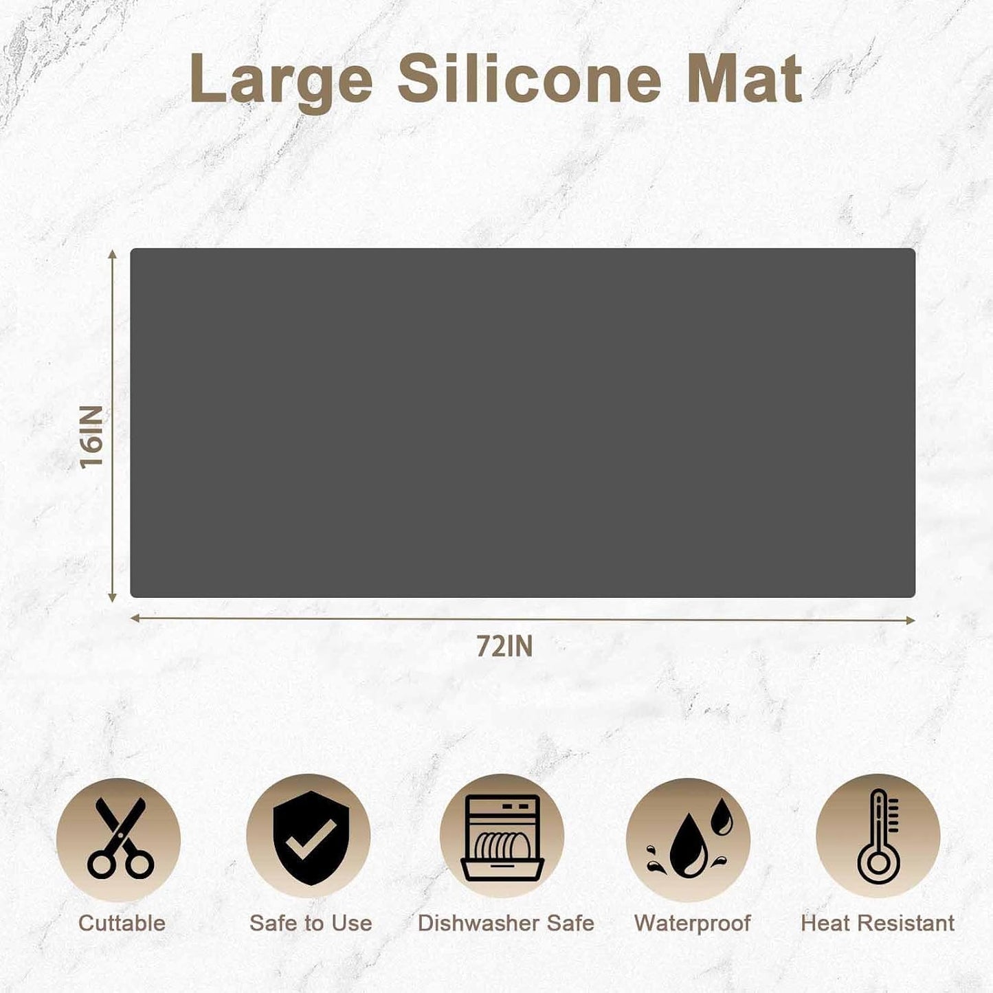 47.2"x23.6"(120cmx60cm) Large Silicone Mat for Kitchen Counter, Non-Slip Heat Resistant Countertop Protector, Waterproof Multipurpose Mat for Kitchen Island, Black