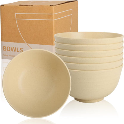 Wrova Wheat Straw Bowls for Kitchen set of 6,Anti-Scald Thick Soup Bowls 40oz,Microwave and Dishwasher Safe Bowl Sets, Unbreakable Cereal Bowl Sets. Vibrant Series