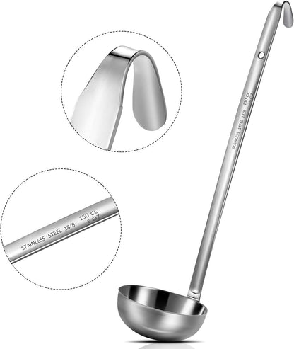 meekoo Stainless Steel Ladles Soup with Long Handle, 6oz