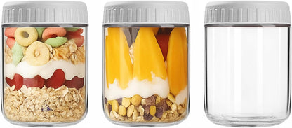 Overnight Oats Containers with Lids, 10oz Wide Mouth Mason Jars with Lids, 9 Pack Glass Jars with Airtight lid for Chia Pudding Yogurt Salad, Meal Prer Oatmeal Jars, Pink