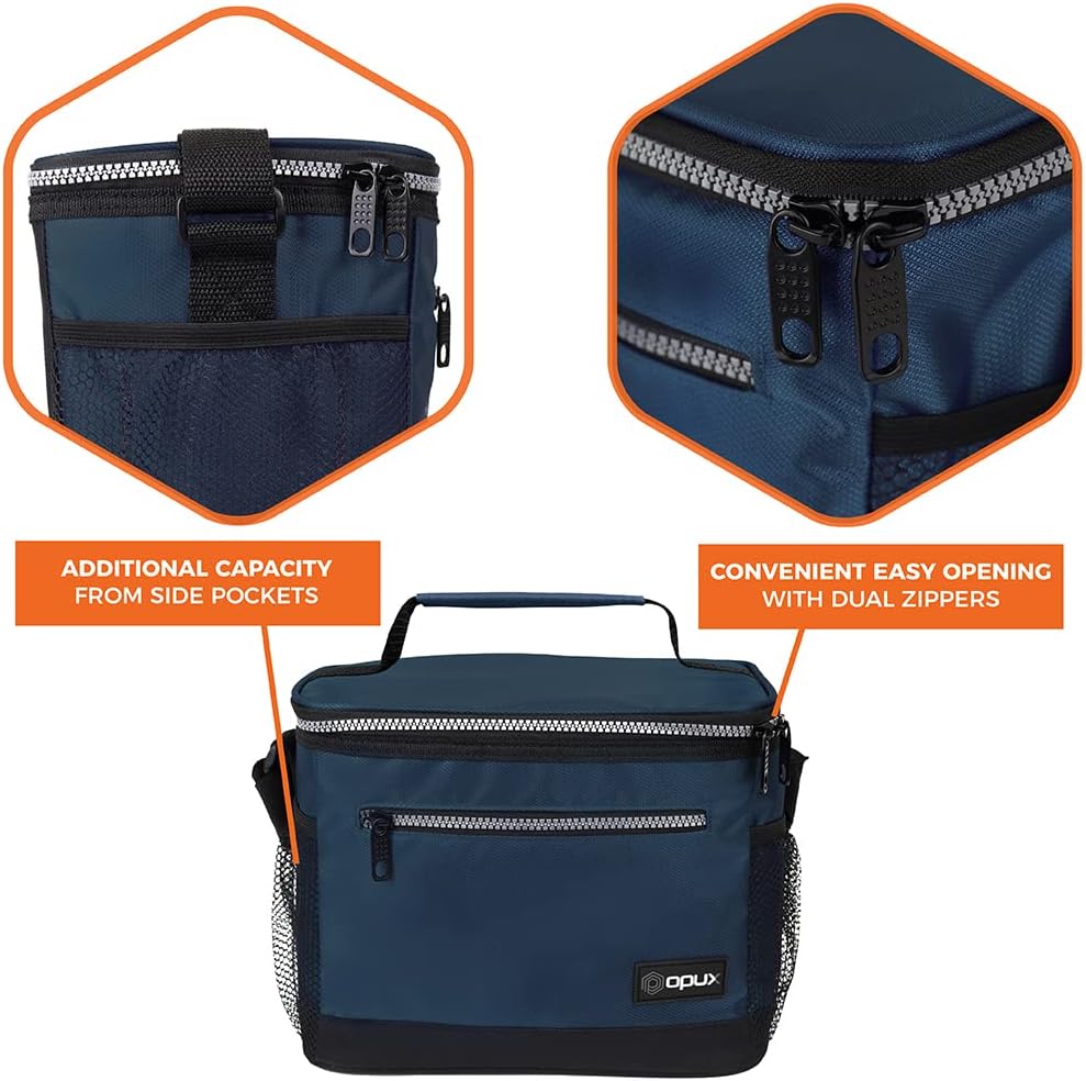 opux Insulated Lunch Box Men Women, Lunch Bag for Work School, Leakproof Soft Cooler Tote Adult, Large Lunch Pail Kids Boys Girls, Picnic Beach Food Bag with Shoulder Strap, Purple Floral