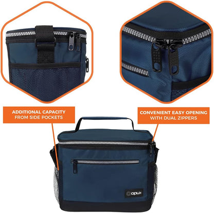 opux Insulated Lunch Box Men Women, Lunch Bag for Work School, Leakproof Soft Cooler Tote Adult, Large Lunch Pail Kids Boys Girls, Picnic Beach Food Bag with Shoulder Strap, Purple Floral