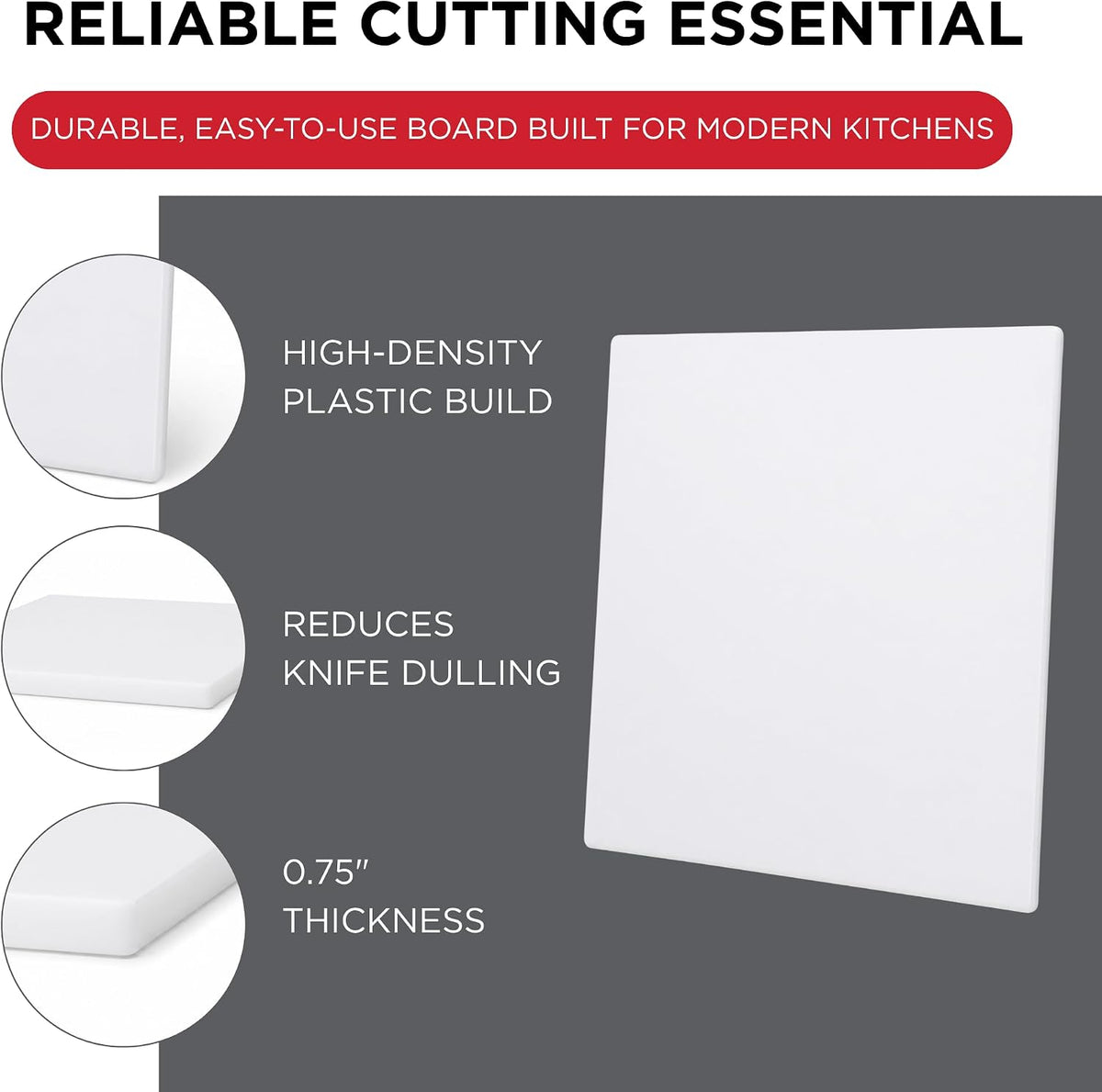 Winco CBWT-1830 Cutting Board, 18-Inch by 30-Inch by 1/2-Inch, White,Medium