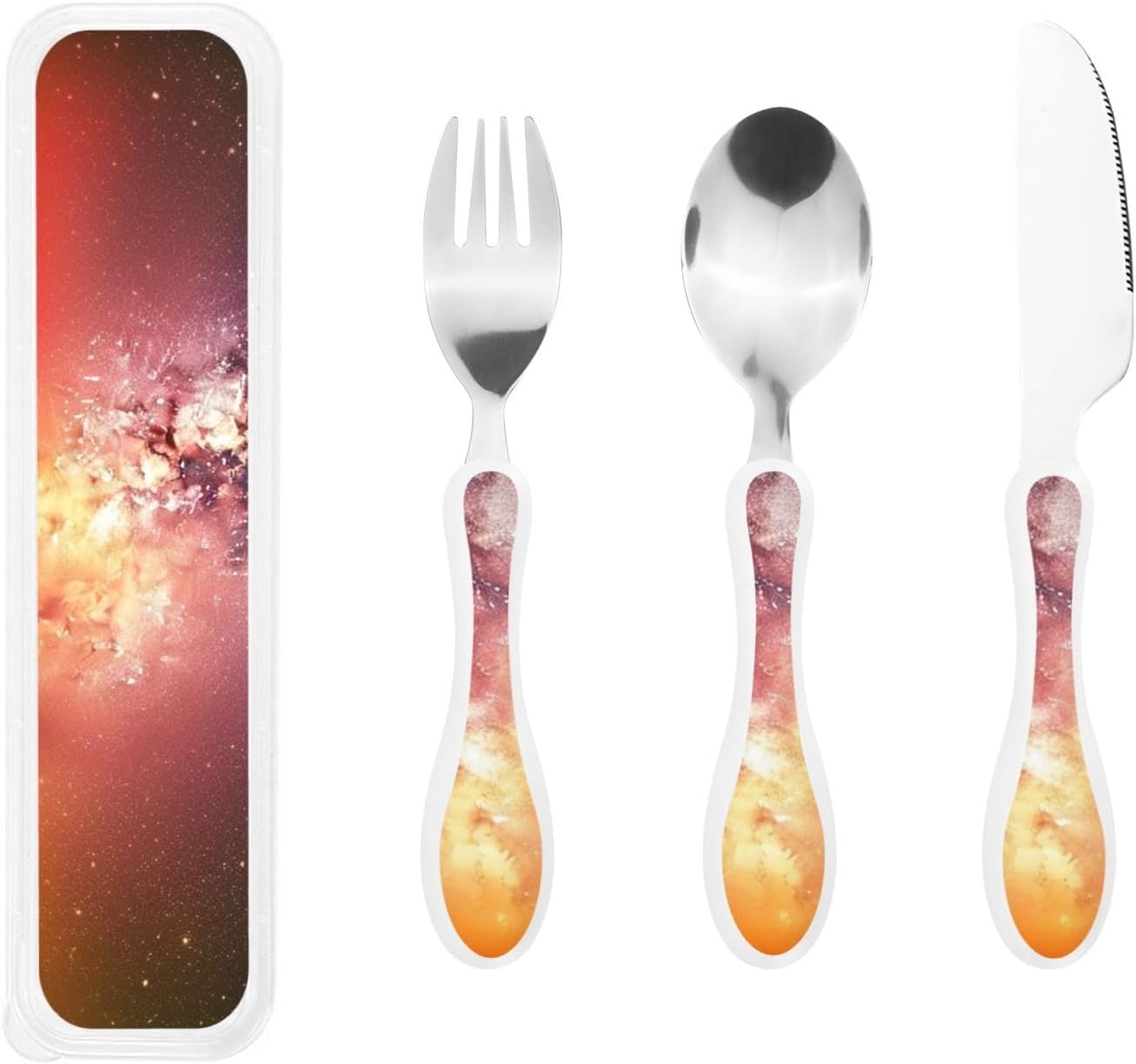 3-Piece Kids Silverware Set With Storage Case, Stainless Steel Reusable Children Safe Knife Spoon Fork Set Cute Kittens Children Flatware Set For Kids Lunch Box