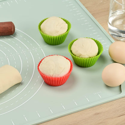 Silicone Pastry Mat 20"*16" Extra Thick Non Stick Baking Mat Food Grade Silicone Dough Rolling Bake Mat with Edge Heightening Blue