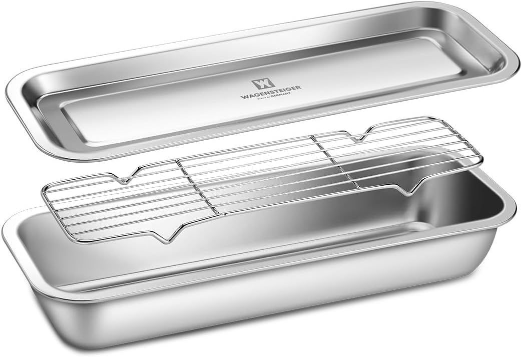 Stainless Steel Prep & Storage Pan – Deep Kitchen Organizer Tray with Lid – SUS304 Food Pan for Meal Prep, Serving, Marinating, Freezing, Baking & Drawer Organization – Durable & Hygienic